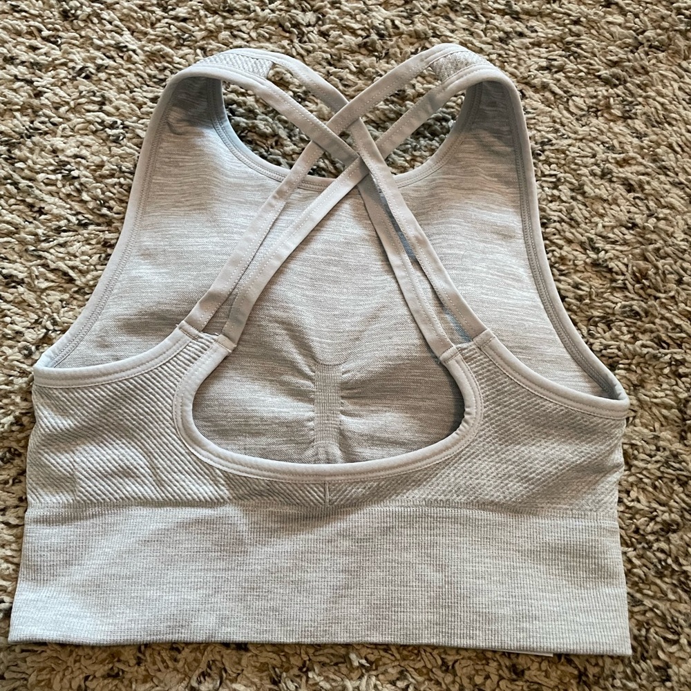New Balance Gray Sports Bra Racerback Design - Picture 2 of 3